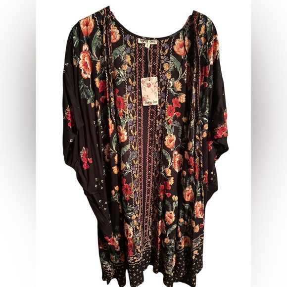 NWT-Gypsy Love Kimono Top Patchwork Floral Open Front Hippie Boho Size Small - Picture 1 of 9